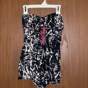 Bodysuit black and white, strapless, small NWT
